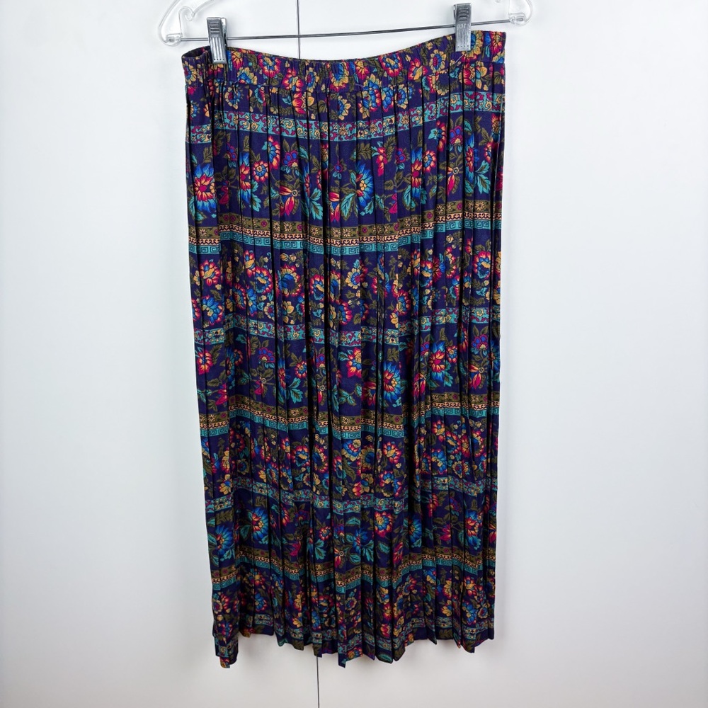 Talbots Vintage 90s Floral Pleated Midi Skirt Button Front Blazer Jacket Top Set - Picture 11 of 13